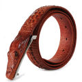 Nouvelle ceinture en cuir brun foncé authentique avec boucle de crocodile pour ceinture d&#39;homme